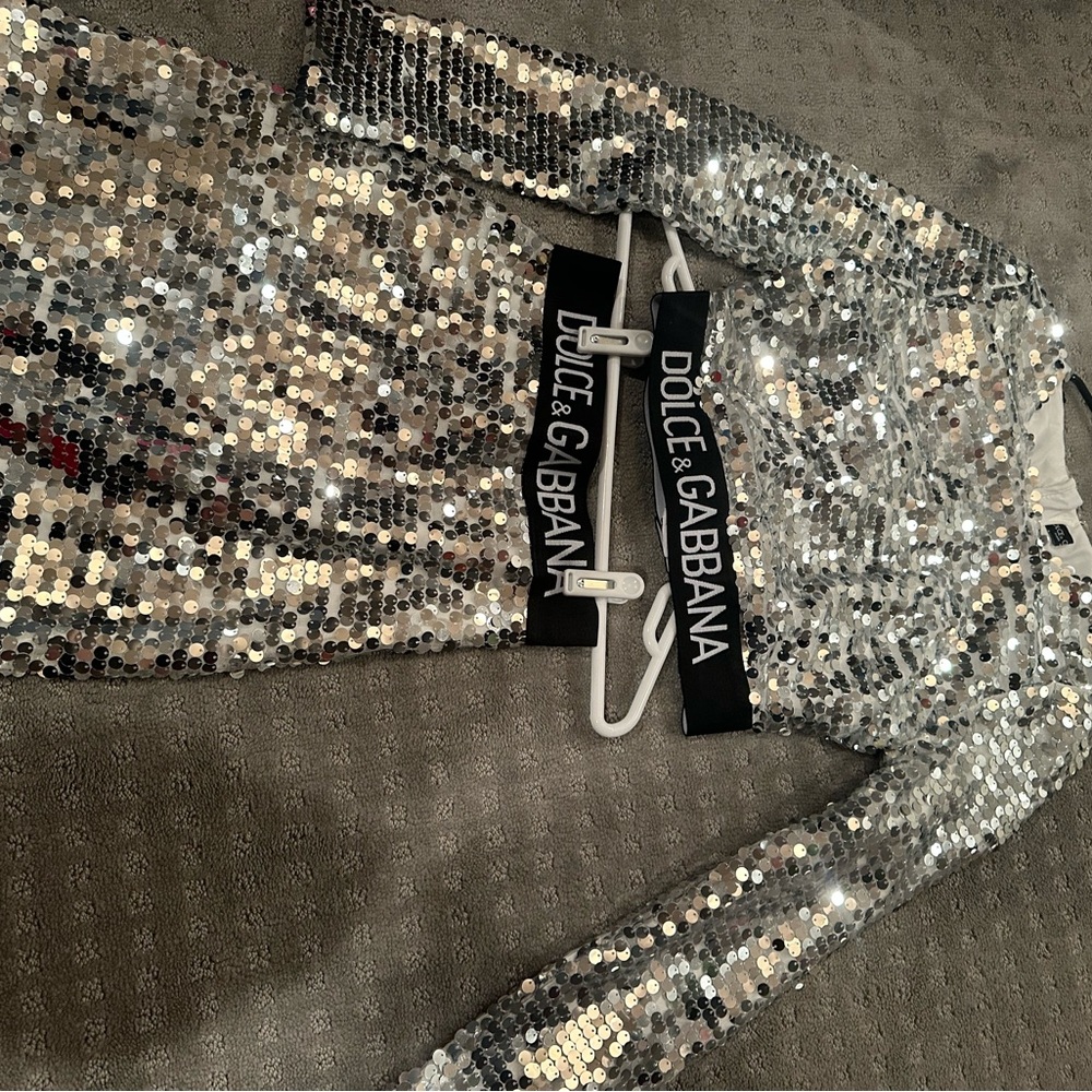 Dolce & Gabbana Silver Sequin Dress